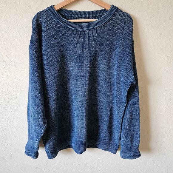 Lands end Ladies Chuncky Grandpa Sweater medium blue - Picture 3 of 5